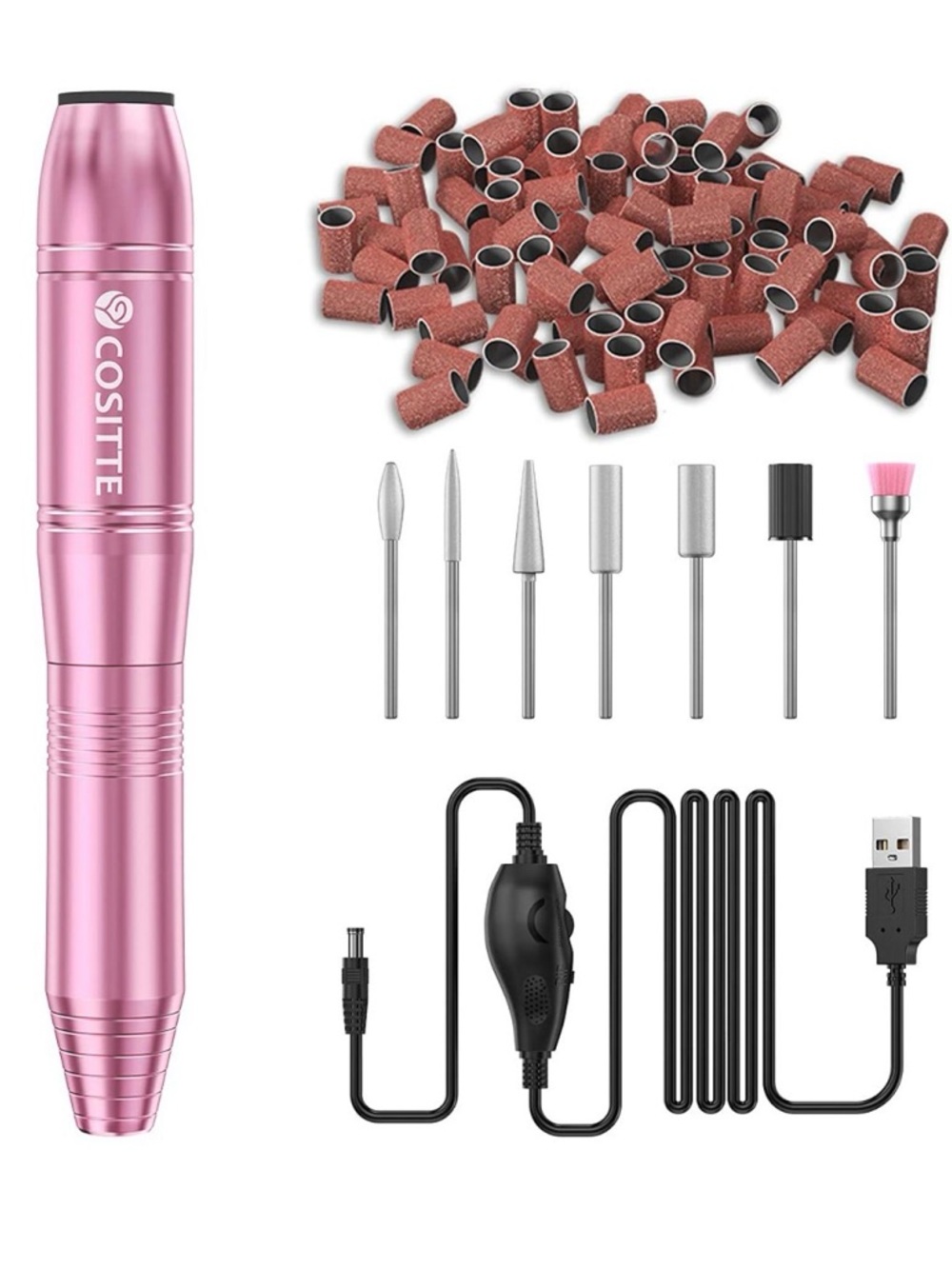 Pink Electric Nail Drill Pen - Professional Manicure Kit